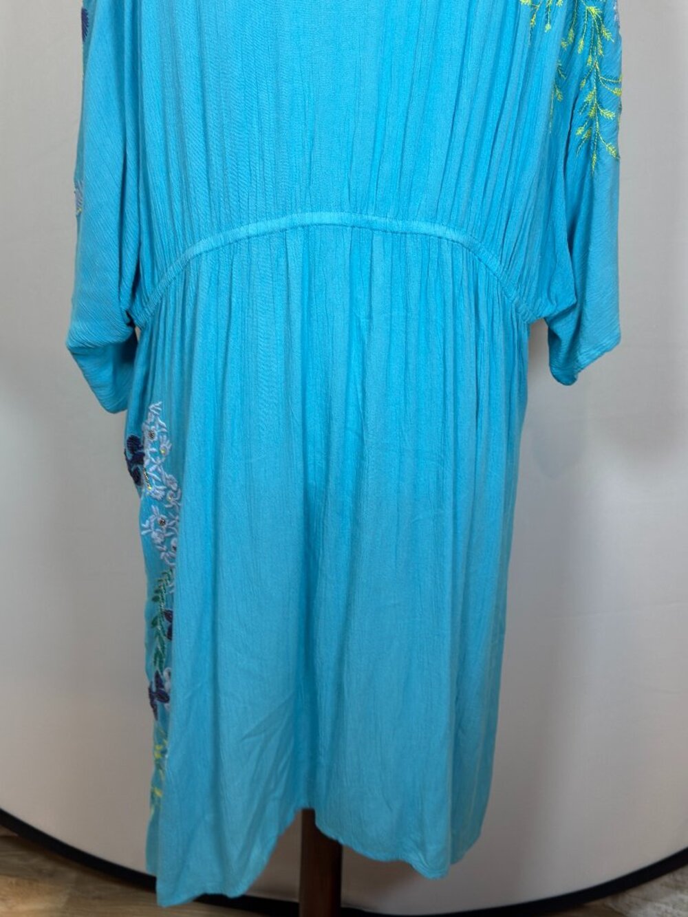 Chico’s Special Edition Embroidered Beaded Turquoise Ruana Duster Kimono S/M - Picture 10 of 16